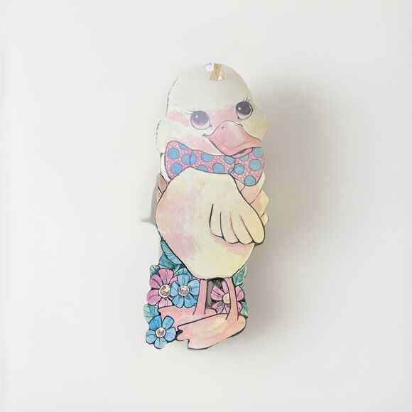 Vintage Easter Duck Die-Cut Decoration Cardboard Paper Spring Wall Hanging 1950s - Picture 2 of 9